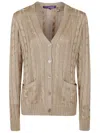 Polo Ralph Lauren Silk High Shine Cable-knit Cardigan In Brown