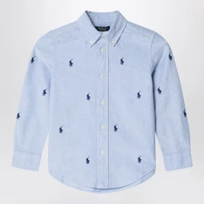 Polo Ralph Lauren Kids' Light Blue Button-down Shirt With Logos