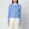 Polo Ralph Lauren Blue Crewneck Cable Knit Cardigan With Pony Embroidery On The Front In Cotton Woman In Blue