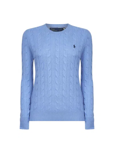 Polo Ralph Lauren Light Blue Cable Knit Wool And Cashmere Sweater