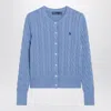 Polo Ralph Lauren Light Blue Cableknit Cotton Cardigan In Blue