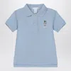 Polo Ralph Lauren Light Blue Cotton Polo Shirt With Logo Embroidery In Blue