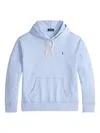 Polo Ralph Lauren Light Blue Drawstring Hooded Sweater With Front Pouch Pocket In Blue