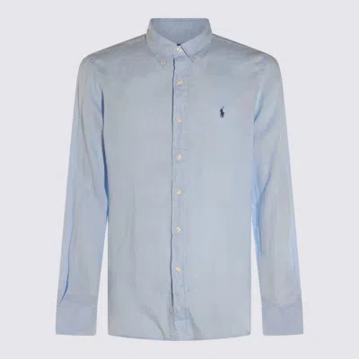Polo Ralph Lauren Light Blue Linen Sport Shirt With Embroidered Logo