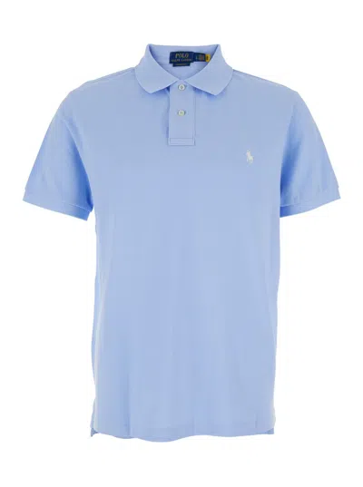 Polo Ralph Lauren Light Blue Polo Shirt With Classic Collar And Pony Embroidery On The Front