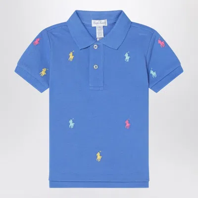 Polo Ralph Lauren Light Blue Polo Shirt With Colourful Logo Embroidery