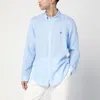 Polo Ralph Lauren Geometric Oxford Mesh Long Sleeve Shirt In Blue