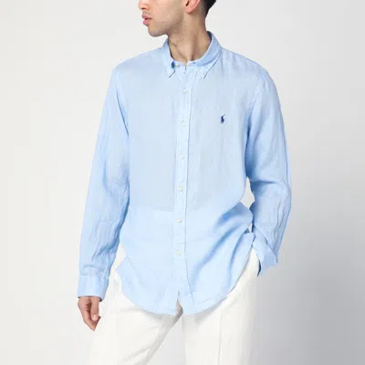 POLO RALPH LAUREN LIGHT BLUE SHIRT IN LINEN CUSTOM-FIT