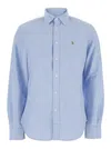 Polo Ralph Lauren Light Blue Shirt With Classic Collar And Pony Embroidery On The Front In Cotton Woman