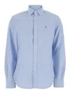 Polo Ralph Lauren Light Blue Shirt With Classic Collar And Pony Embroidery On The Front In Cotton Woman In Purple