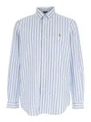 Polo Ralph Lauren Light Blue Shirt With Pony Embroidery On The Front And Striped Motif In Blue