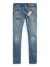 Polo Ralph Lauren Light Blue Straight-fit Jeans With Distressed Detailing In Blue