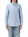 Polo Ralph Lauren Light Blue Textured Button-up Shirt With Pointed Collar In Blue