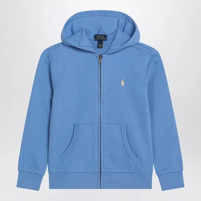 Polo Ralph Lauren Light Blue Zip-up Sweatshirt In Cotton Blend