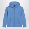 Polo Ralph Lauren Light Blue Zip-up Sweatshirt In Cotton Blend In Blue
