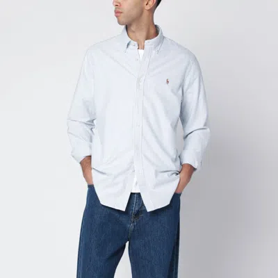 POLO RALPH LAUREN LIGHT BLUE/WHITE STRIPED OXFORD SHIRT CUSTOM-FIT