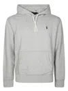 Polo Ralph Lauren Grey Cotton Hoodie With Contrasting Embroidered Logo In Gray
