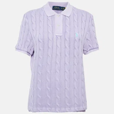 Pre-owned Polo Ralph Lauren Light Purple Cable Knit Polo T-shirt Xl