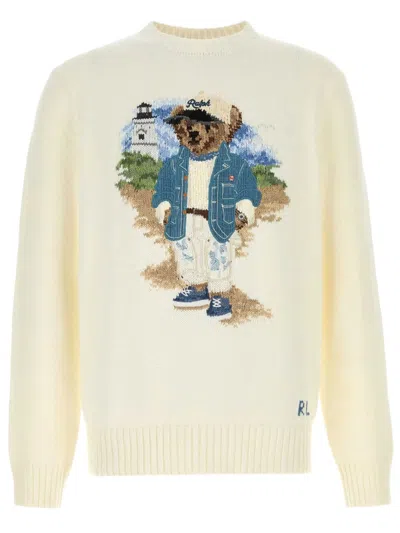 Polo Ralph Lauren Light Yellow Intarsia Knit Pullover In Neutral