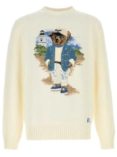POLO RALPH LAUREN LIGHT YELLOW INTARSIA KNIT PULLOVER