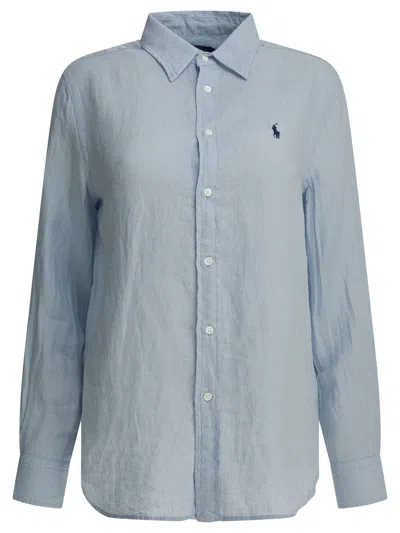 Polo Ralph Lauren Lightblue Linen Shirt In Blue