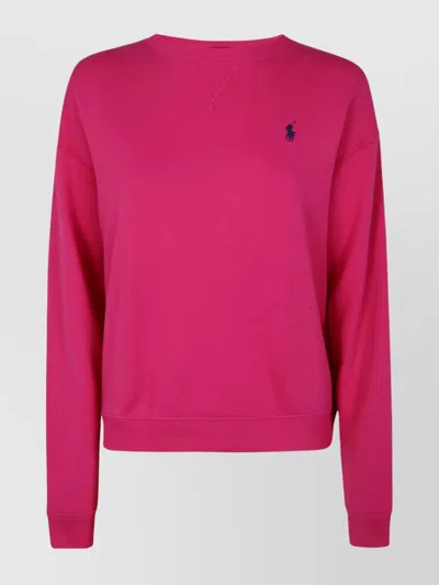 Polo Ralph Lauren Lightweight Crew-neck Pullover With Ribbed Accents In Red