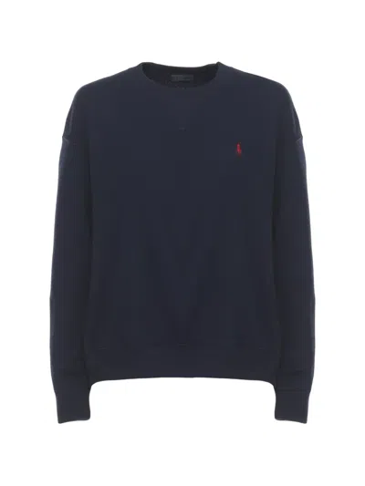 Polo Ralph Lauren Lightweight Fleece Crewneck Sweatshirt In Blue