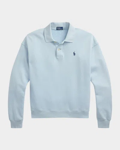 Polo Ralph Lauren Lightweight Fleece Long-sleeve Polo In Alpine Blue