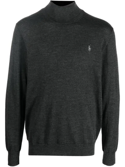 Polo Ralph Lauren Lightweight Grey Long Sleeve Pullover In Black