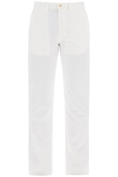 Polo Ralph Lauren Lightweight Linen And Cotton Trousers In Bianco