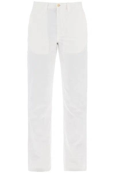 Polo Ralph Lauren Lightweight Linen And Cotton Trousers In Bianco