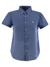 Polo Ralph Lauren Lightweight Linen Short-sleeved Shirt With Embroidered Pony In Blue