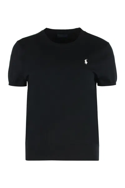 Polo Ralph Lauren Lightweight Short Sleeve Pullover Sweater In Black
