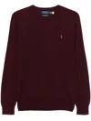 Polo Ralph Lauren Bordeaux Crewneck Sweater With Pony Logo Embroidered On The Front In Red
