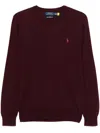 Polo Ralph Lauren Bordeaux Crewneck Sweater With Pony Logo Embroidered On The Front In Red