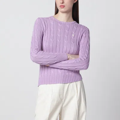POLO RALPH LAUREN POLO RALPH LAUREN LILAC COTTON CABLE-KNIT SWEATER