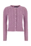 Polo Ralph Lauren Lilac Cotton Cardigan In Purple