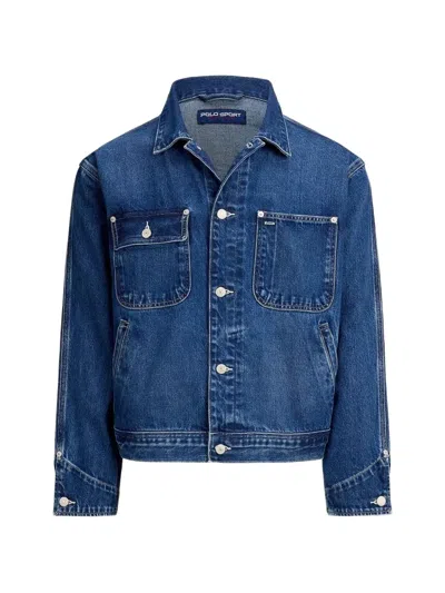 Polo Ralph Lauren Limited-edition Flag-artwork Patch-pocket Denim Jacket In Multi
