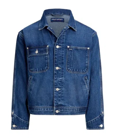 Polo Ralph Lauren Limited-edition Flag-artwork Patch-pocket Denim Jacket In Blue