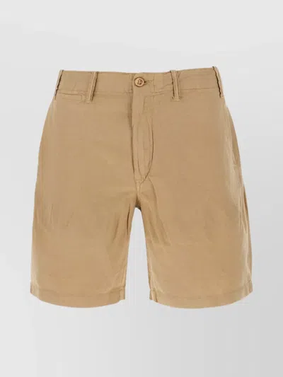 Polo Ralph Lauren Linen And Cotton Blend Bermuda Shorts In Coastal Beige