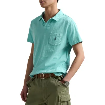 Polo Ralph Lauren Linen & Cotton Polo In Aqua Blue