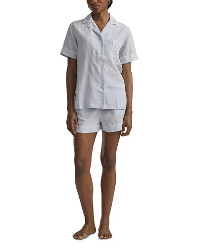 Polo Ralph Lauren Linen & Cotton Short Sleeve Pajama Set In Gray