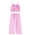 Polo Ralph Lauren Linen And Cotton Top And Pants Set In Pink