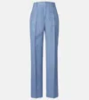 Polo Ralph Lauren Linen-cotton Wide-leg Tailored Trousers In Blue