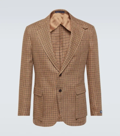 Polo Ralph Lauren Linen And Silk Blazer In Tan/brown Multi