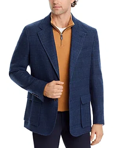 Polo Ralph Lauren Linen-wool Check Blazer In Blue