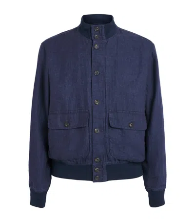 Polo Ralph Lauren Linen Barrett Herringbone Jacket In Blue
