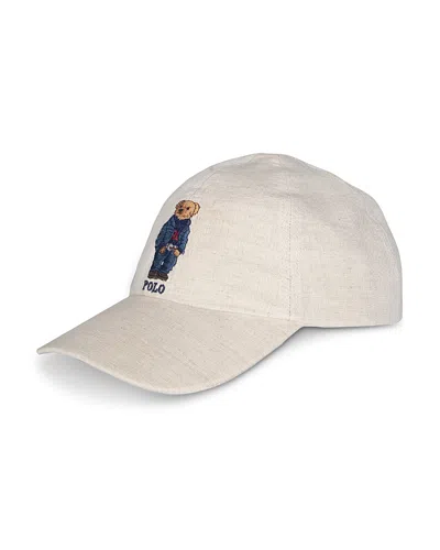 Polo Ralph Lauren Linen Bear Baseball Cap In Neutral