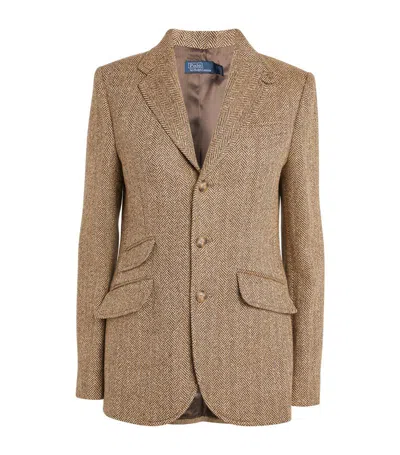 Polo Ralph Lauren Linen-blend Herringbone Blazer In Brown