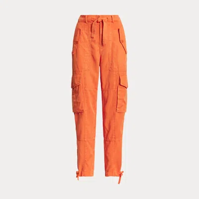 Polo Ralph Lauren Linen-blend Twill Cargo Trouser In Orange